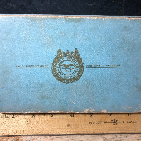 Antique Victorian Eagle Pencil Co. Ice Skating Lithograph Box - Picture 2 of 8